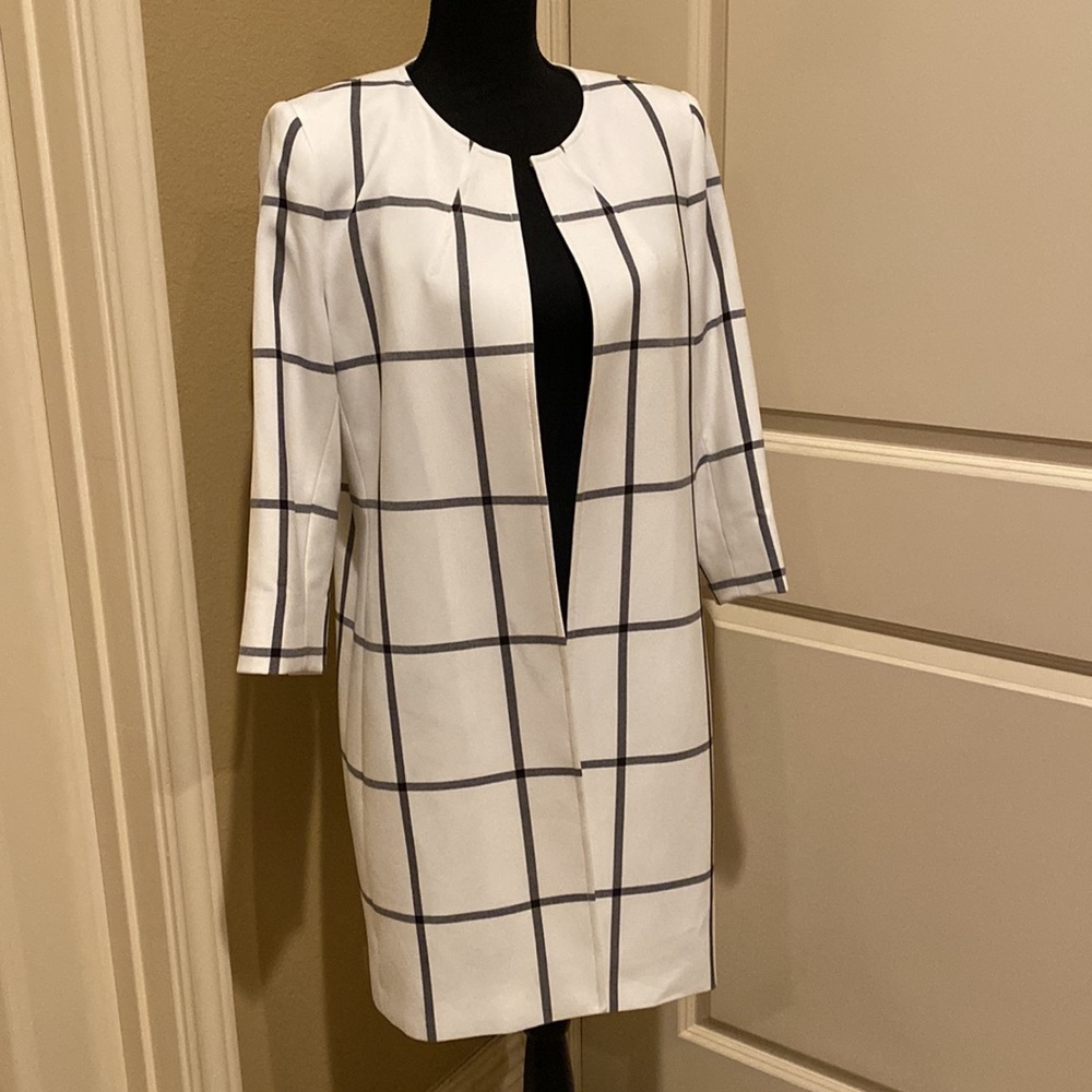 Preston & York cream & black long suit jacket